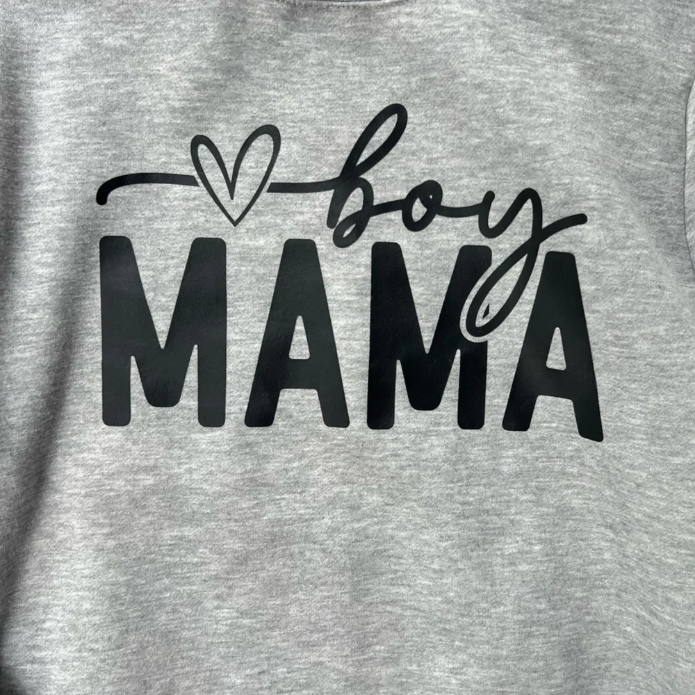 Boy Mama Grey Medium Fleece Crewneck Sweatshirt - Womens’s - Picture 7 of 7